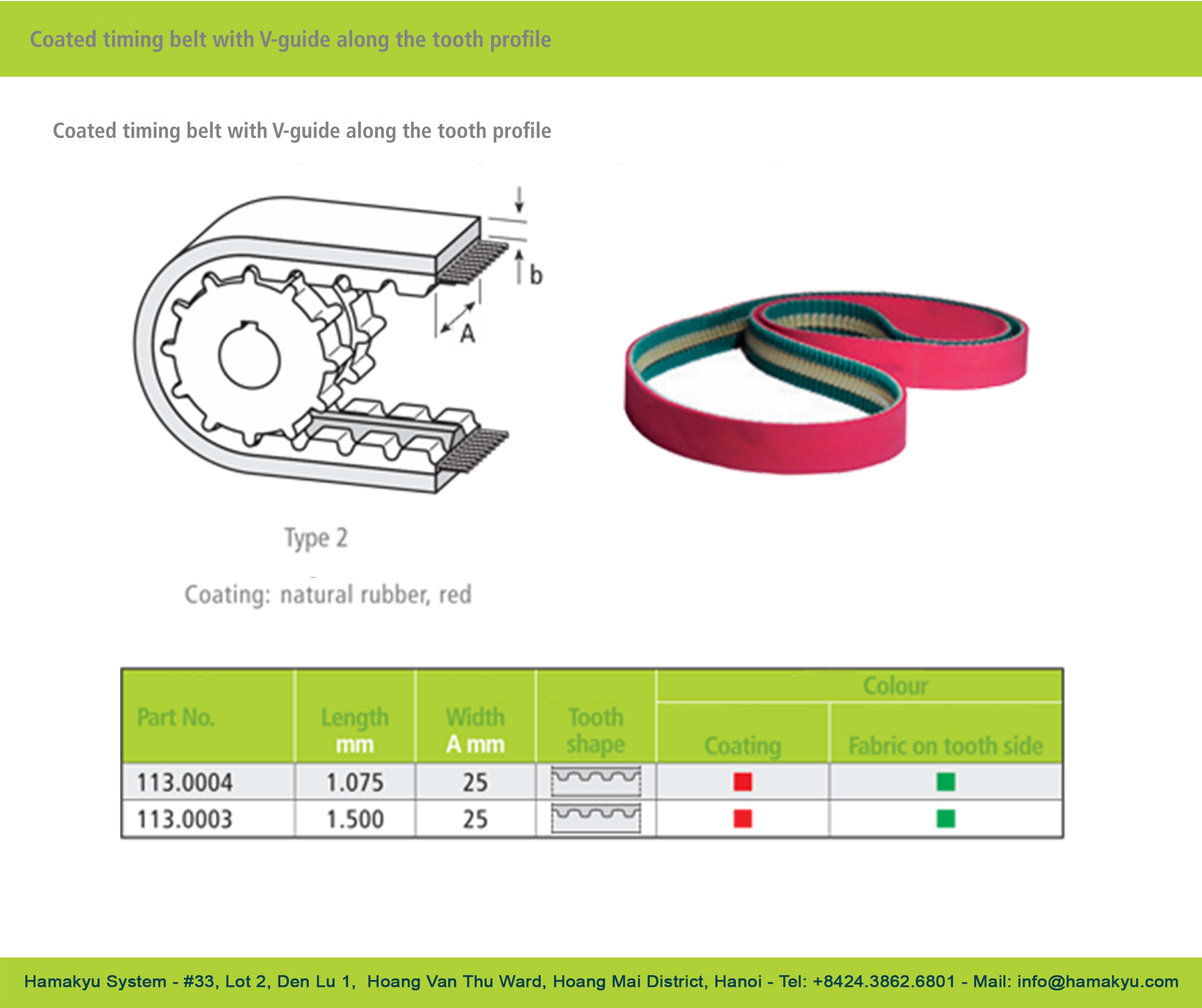Đai truyền có lớp phủ tại Hamakyu System
