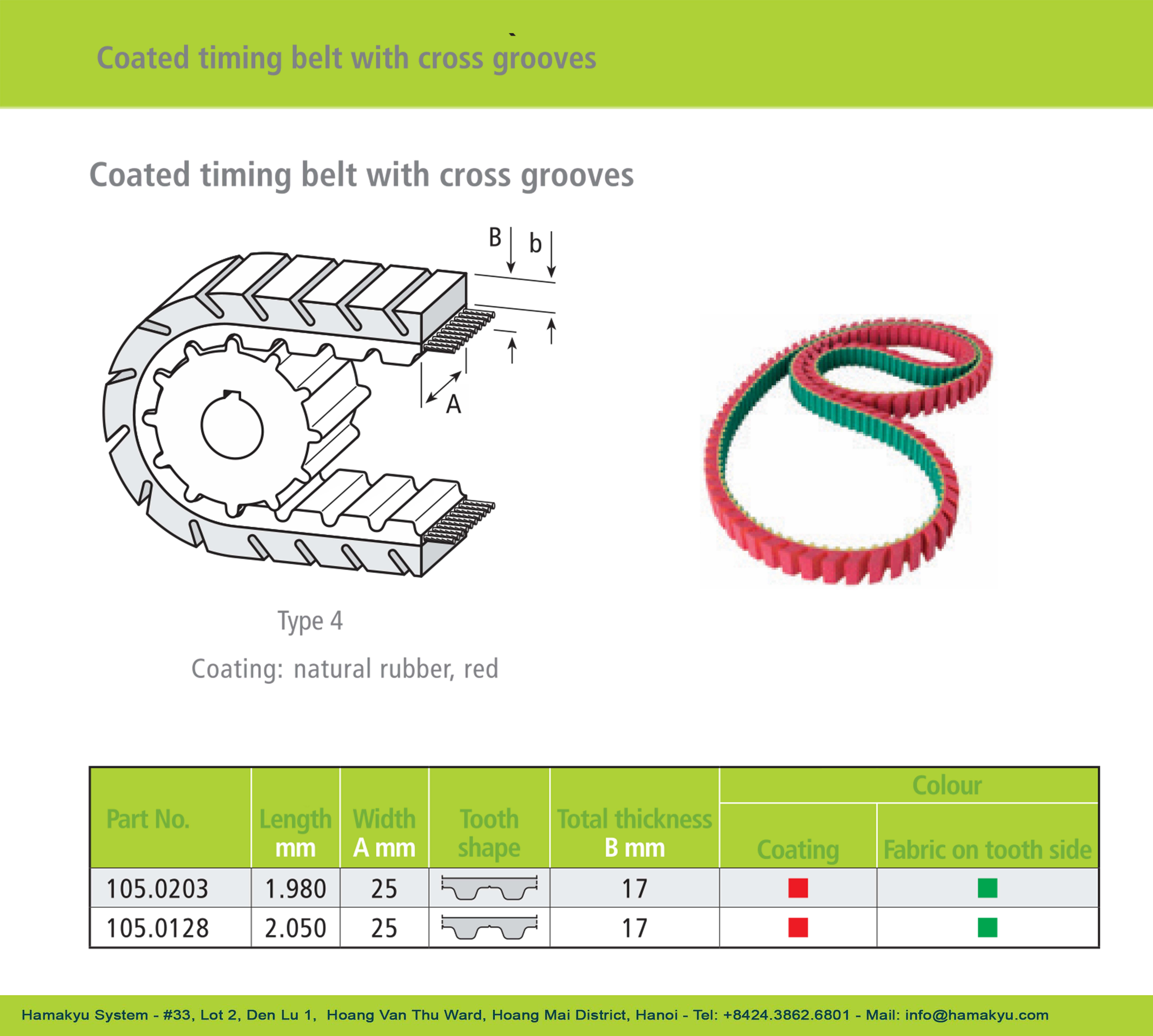 Đai truyền có lớp phủ tại Hamakyu System