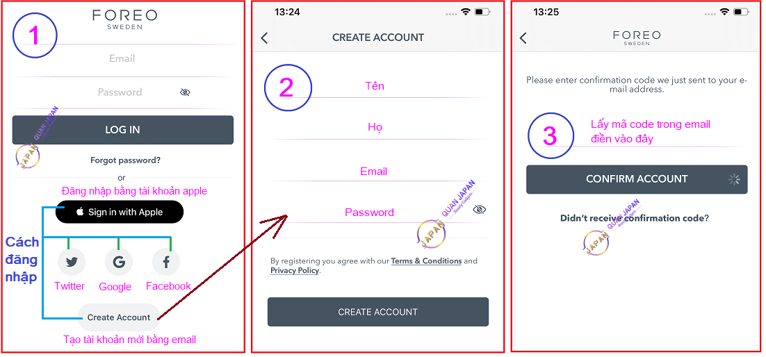 Tạo tài khoản Foreo