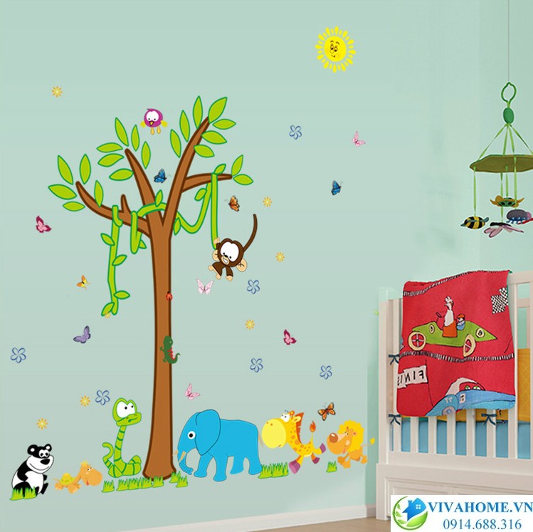decal-dan-tuong-vuon-thu-nho-la-xanh
