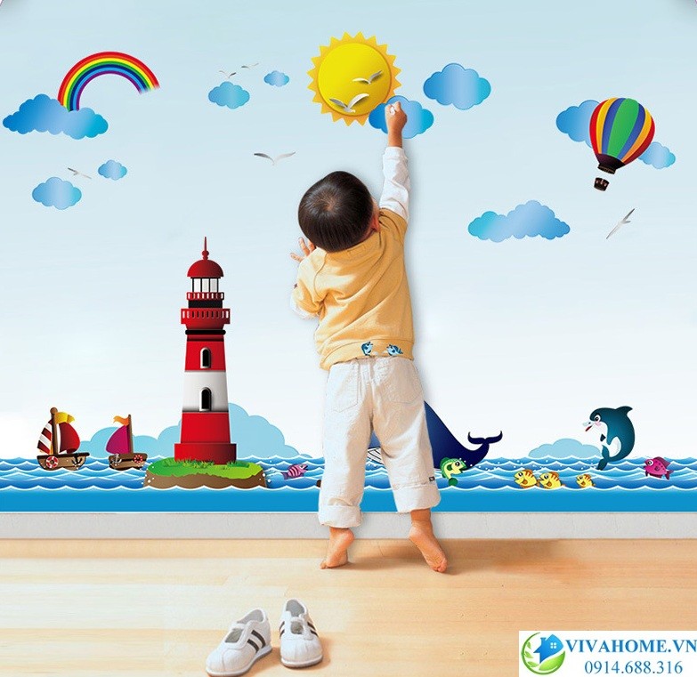 Decal dán chân tường Ngọn hải đăng