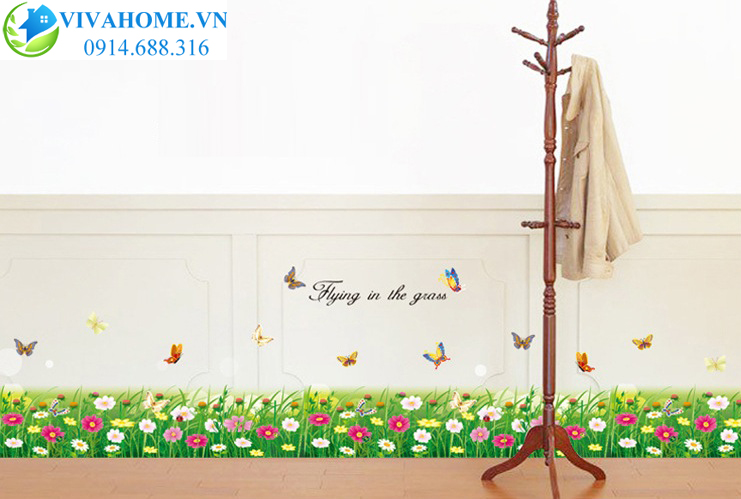 Decal dán chân tường Hoa cúc bất tử