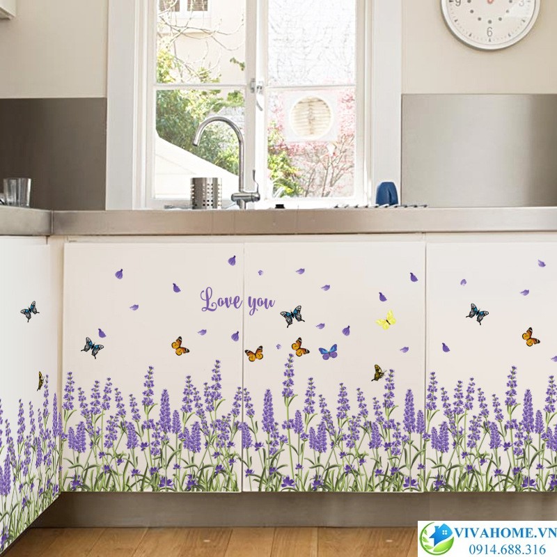 Decal dán chân tường Hoa oải hương