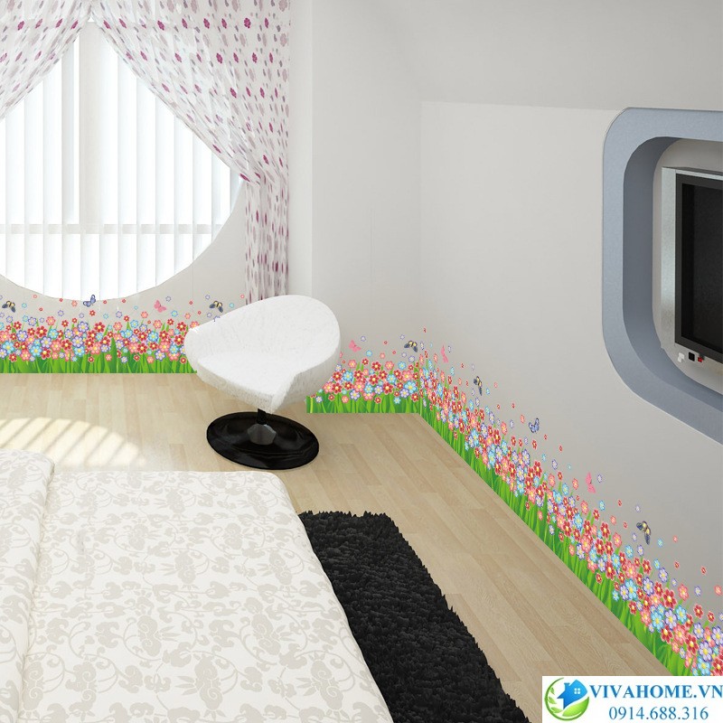 Decal dán chân tường Hoa cúc sao