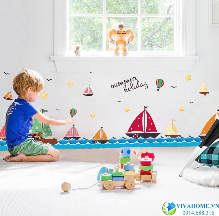 Decal dán chân tường Thuyền ra khơi