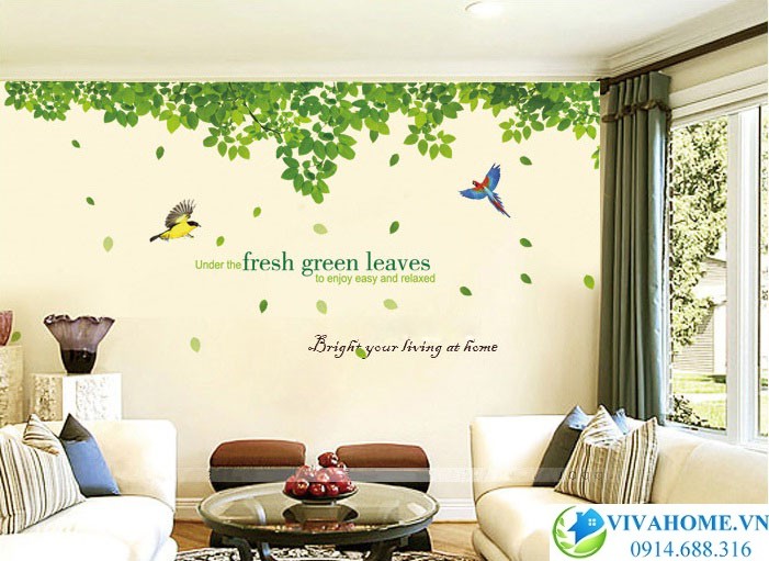 Decal dán tường Tán lá xanh