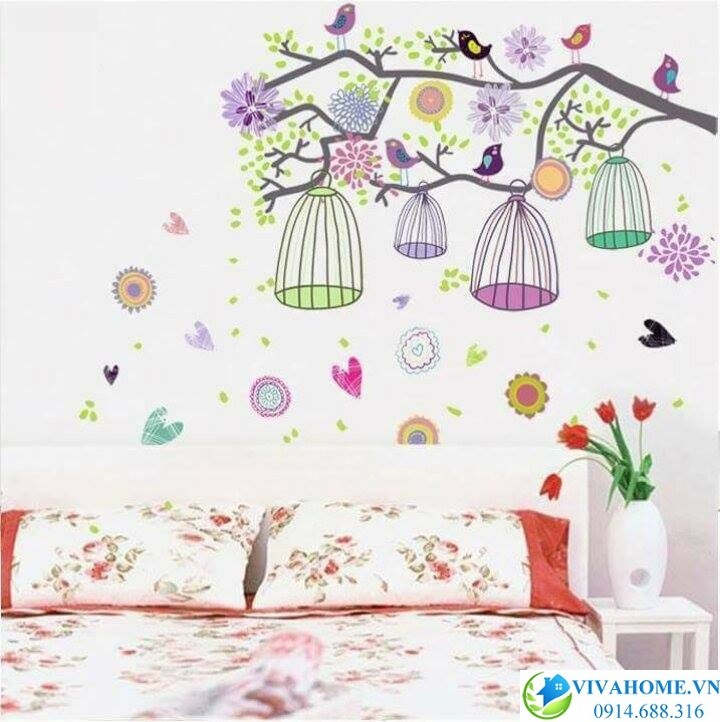 Decal dán tường Cành cây tình yêu