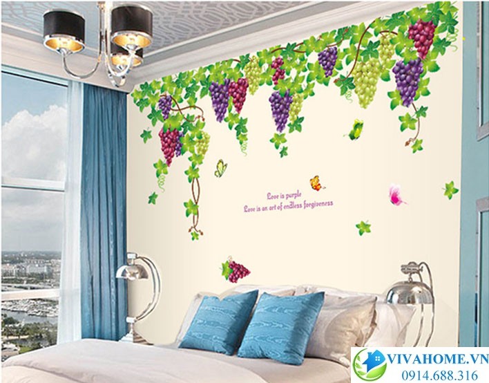 Decal dán tường Dàn nho