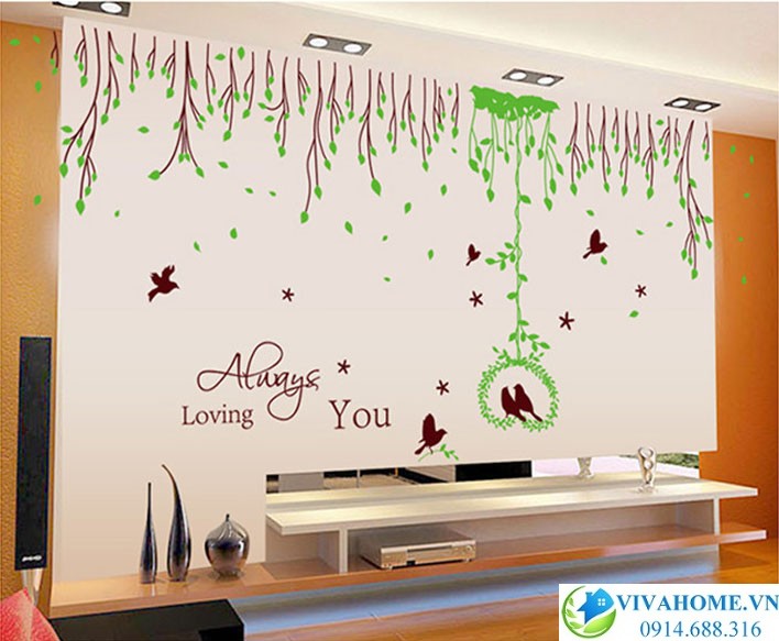 Decal dán tường Uyên ương