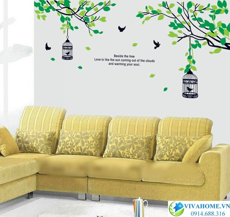 Decal dán tường 2 cành lộc xuân