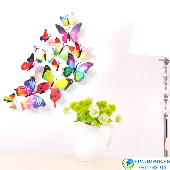 Bướm 3D nhiều màu cánh đơn