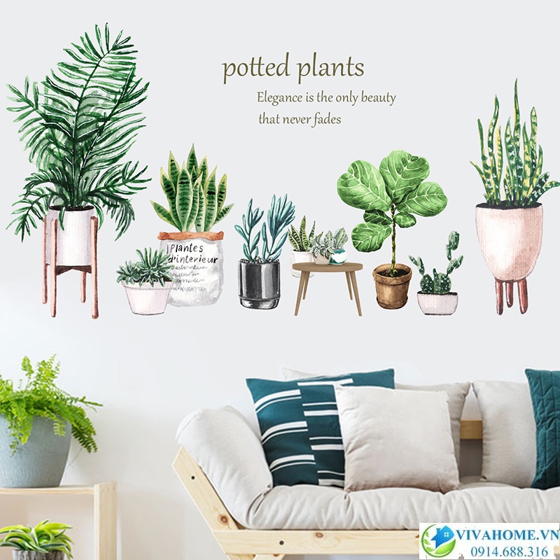 Decal dán tường Chậu cây nhỏ
