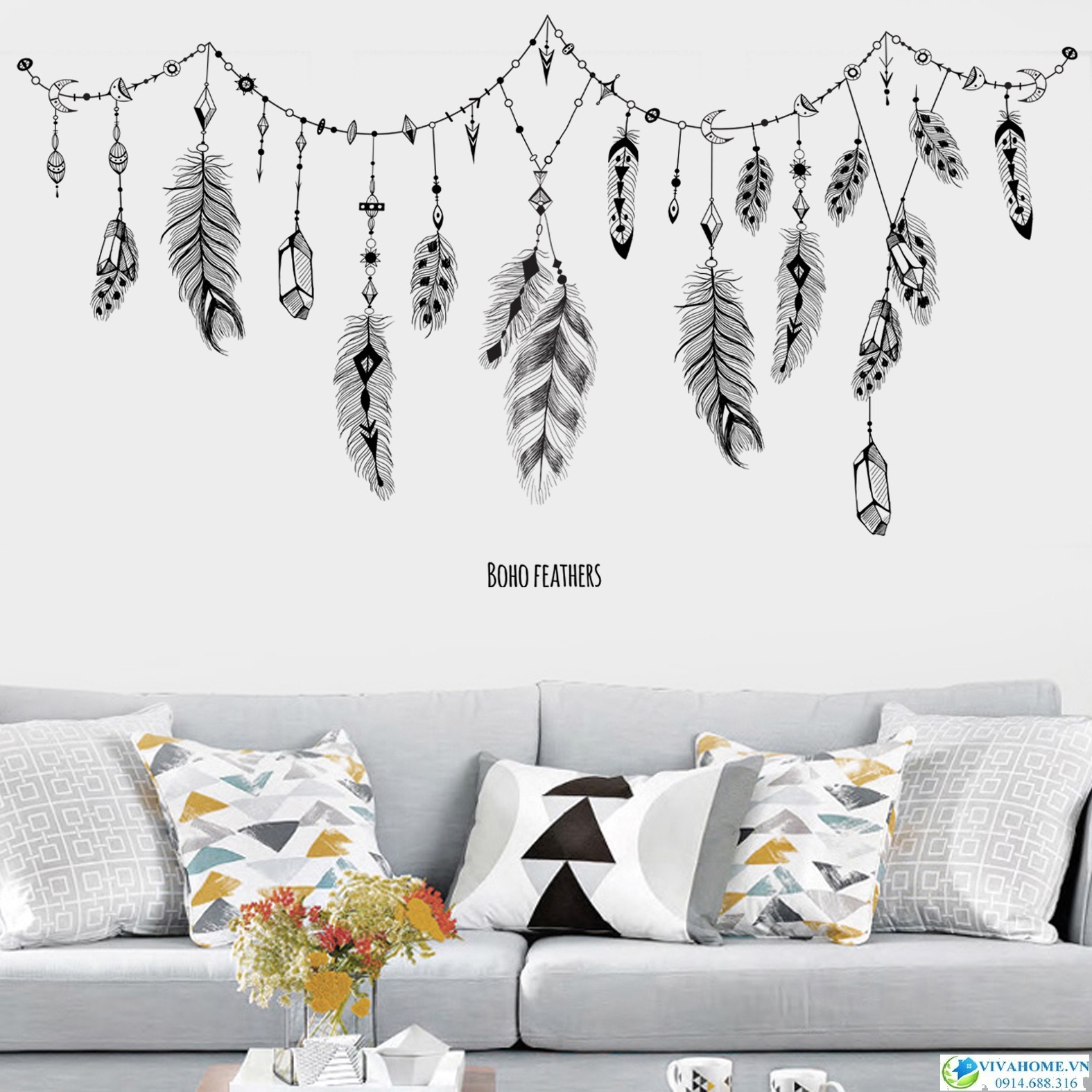 Decal dán tường Dây Boho