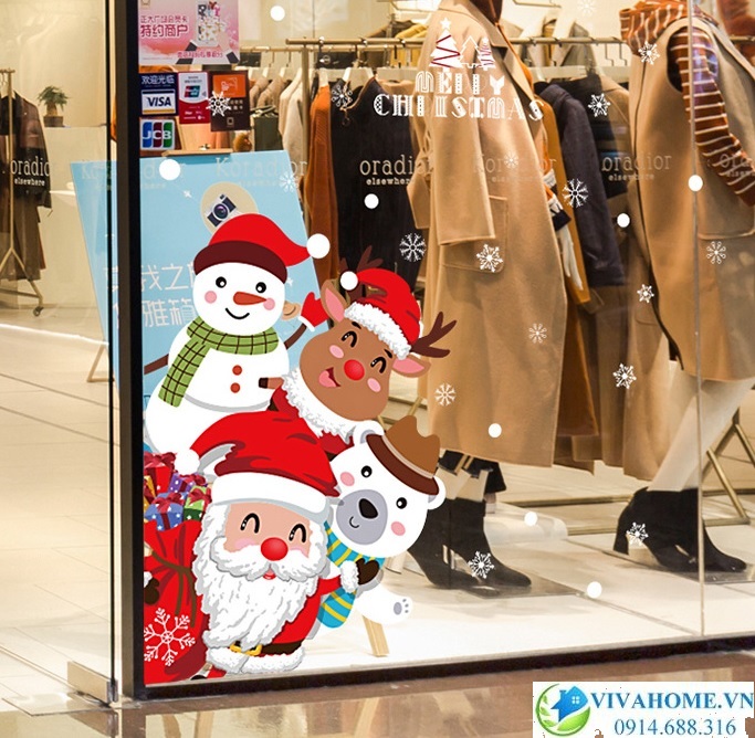 Decal dán tường Ông già noel gõ cửa số 2