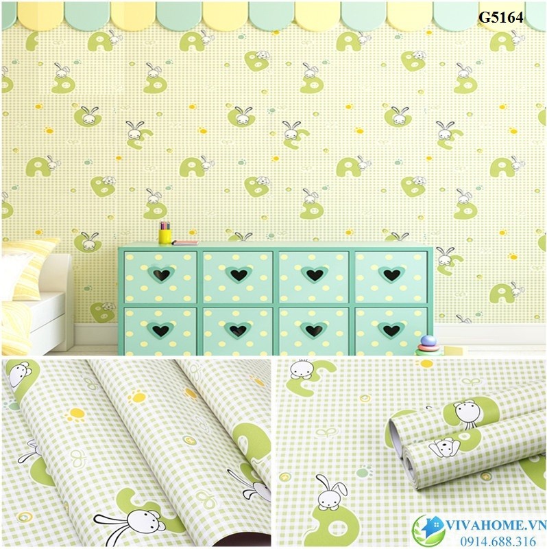 10m Giấy dán tường Chữ cái màu xanh