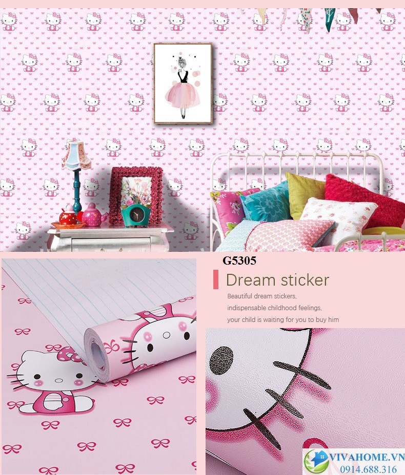 10m Giấy dán tường Kitty nơ