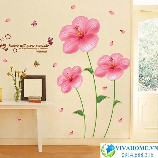 Decal dán tường Hoa trà nhật