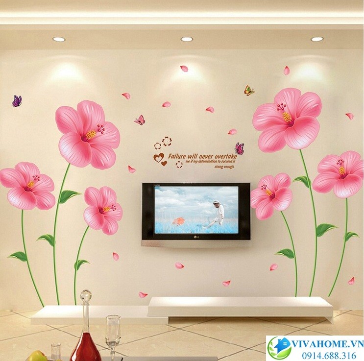 Decal dán tường Bộ đôi Hoa trà nhật