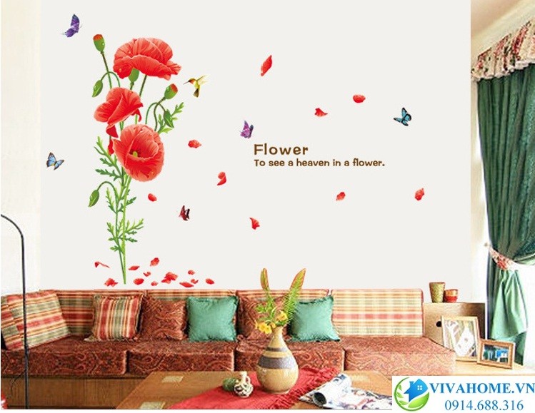 Decal dán tường hoa anh thảo