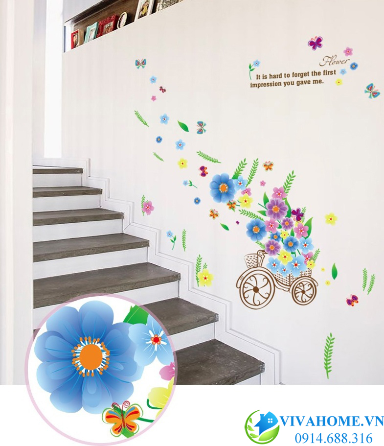 Decal dán tường Xe chở hoa số 3