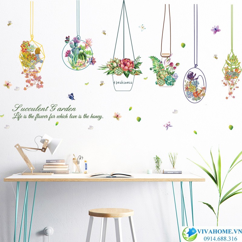 Decal dán tường 6 giỏ hoa