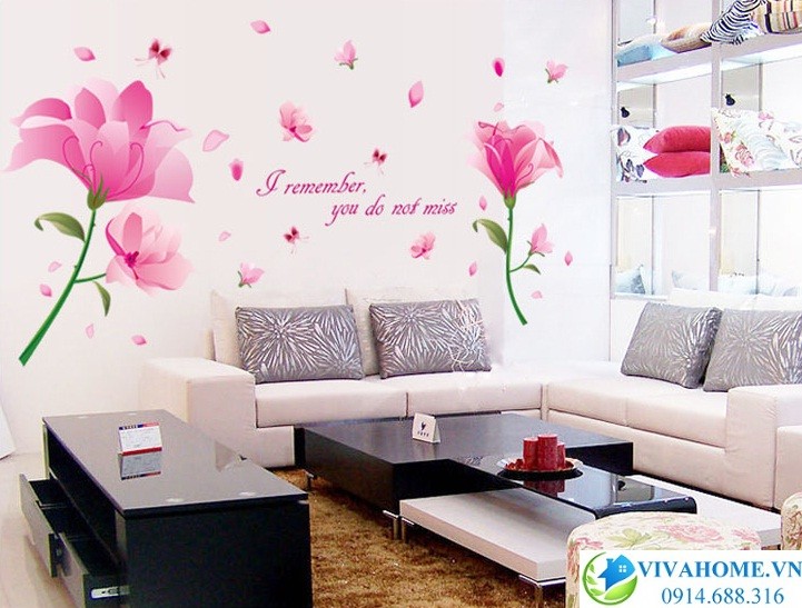 Decal dán tường hoa Lan tường hồng