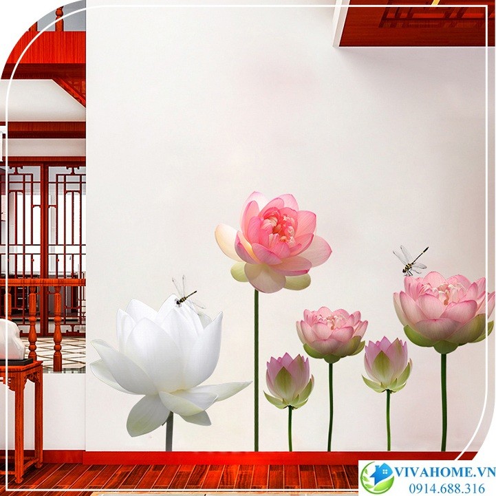 Decal dán tường Đầm hoa sen