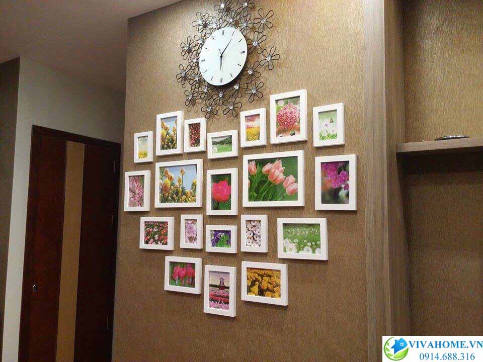 Khung ảnh treo tường trái tim bộ 20 khung mầu trắng 1