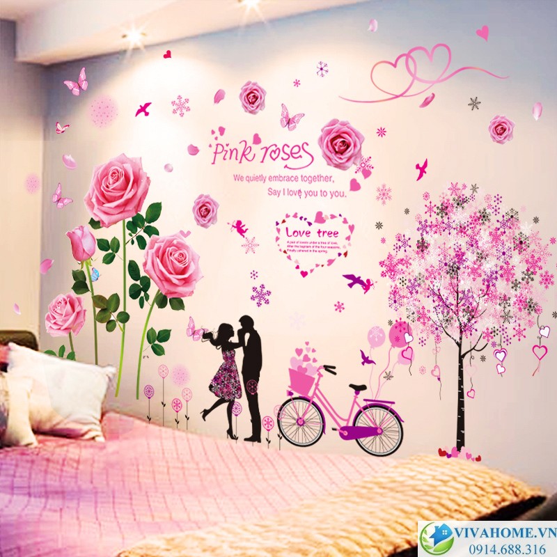 Decal dán tường Love tree