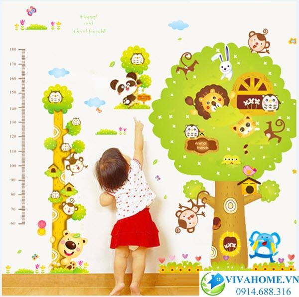 Decal dán tường Thước đo chiều cao cây xanh