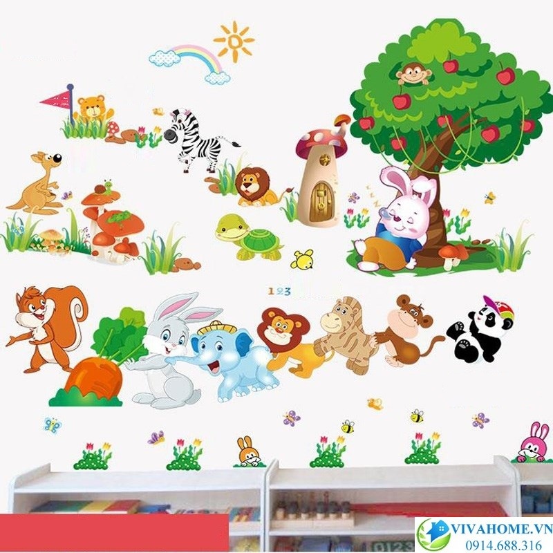 Decal dán tường Ngày hội rừng xanh