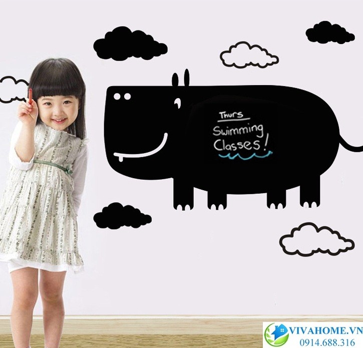 Decal bảng viết Hà mã tinh nghịch