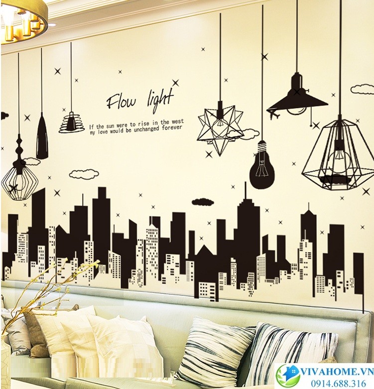 Decal dán tường Thành phố hiện đại
