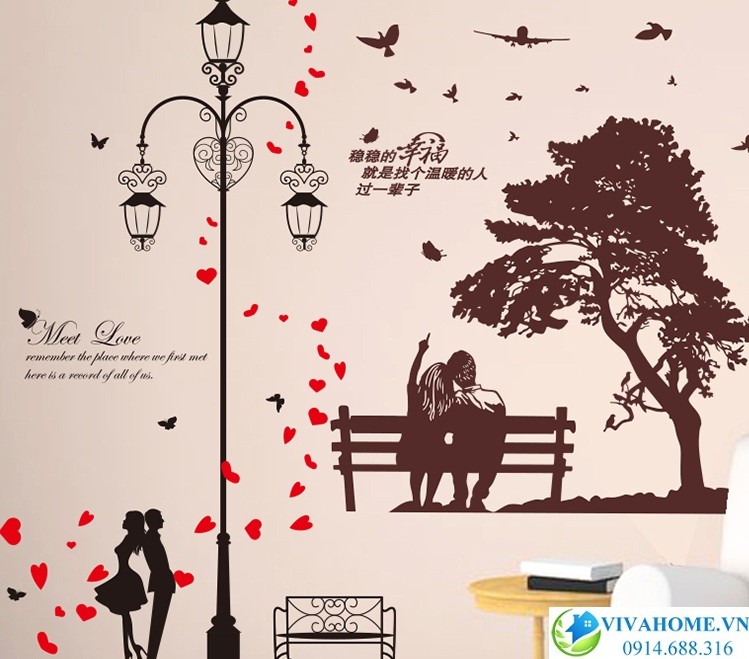 Decal dán tường Công viên tình yêu