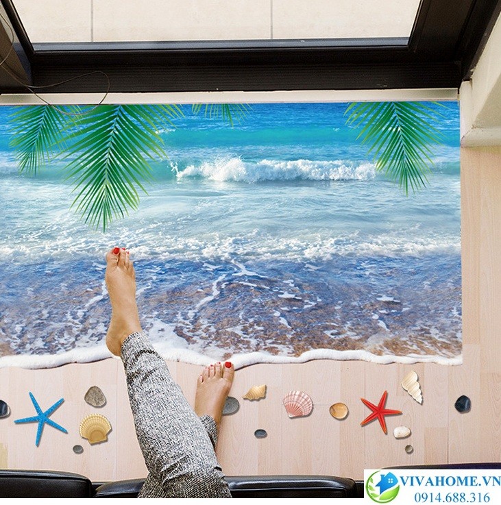 Decal dán sàn sóng biển số 2