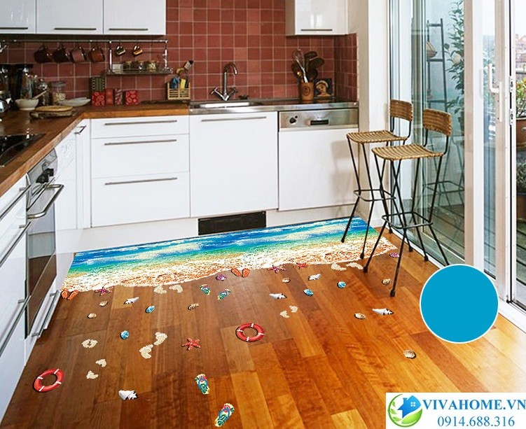 Decal dán sàn sóng biển số 3