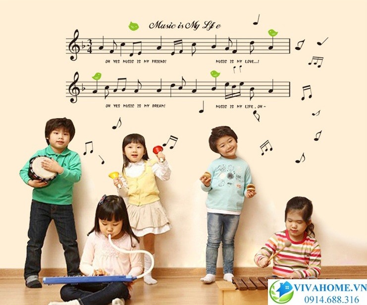 Decal dán tường Khung nhạc thẳng