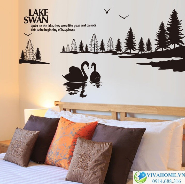 Decal dán tường Hồ thiên nga