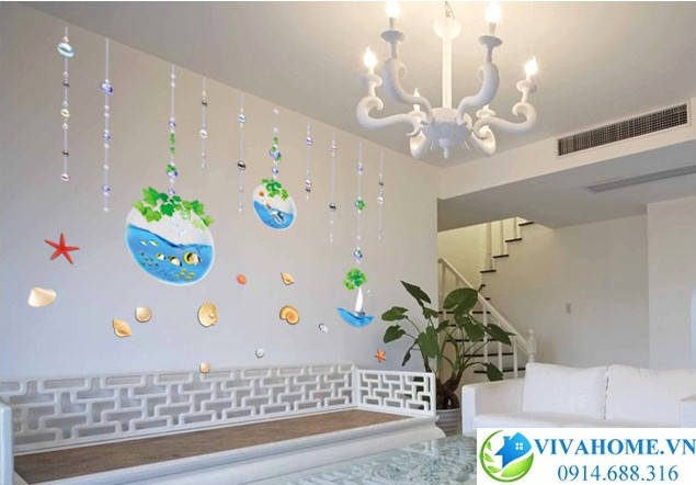 Decal dán tường rèm nước