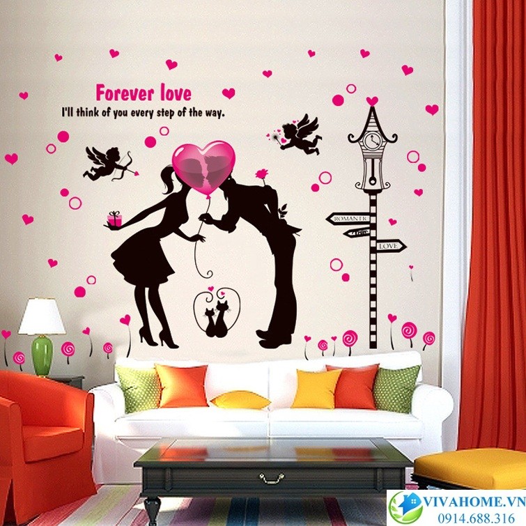 Decal dán tường Tình hồng