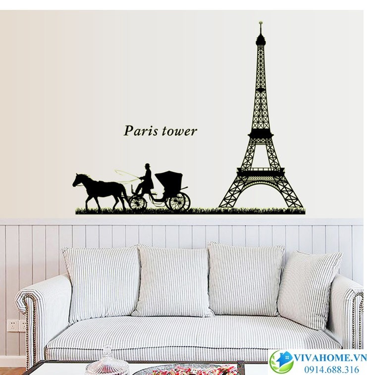 Decal dán tường Xe ngựa paris