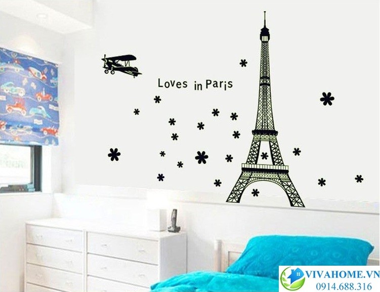 Decal dán tường Dạ quang Love in Paris