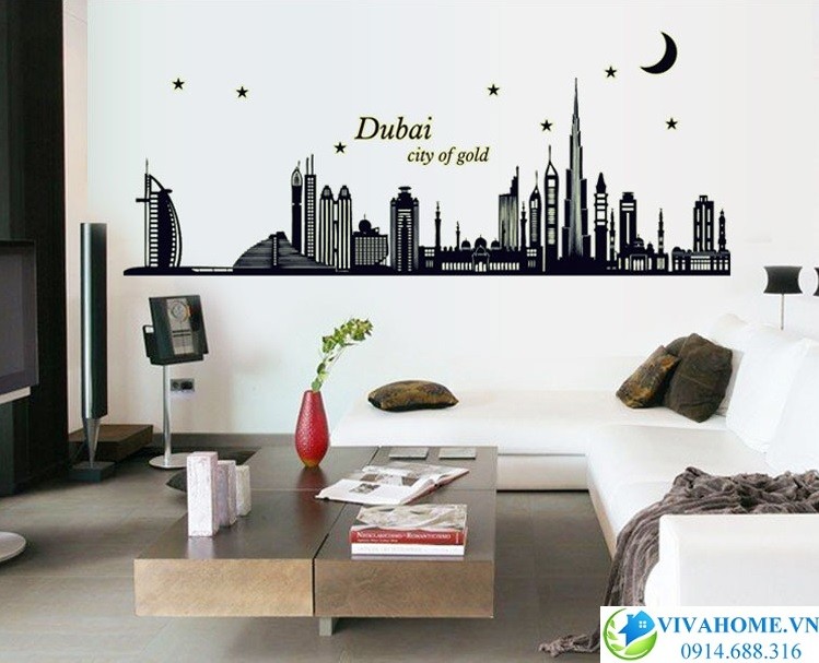 Decal dán tường Dạ quang Dubai