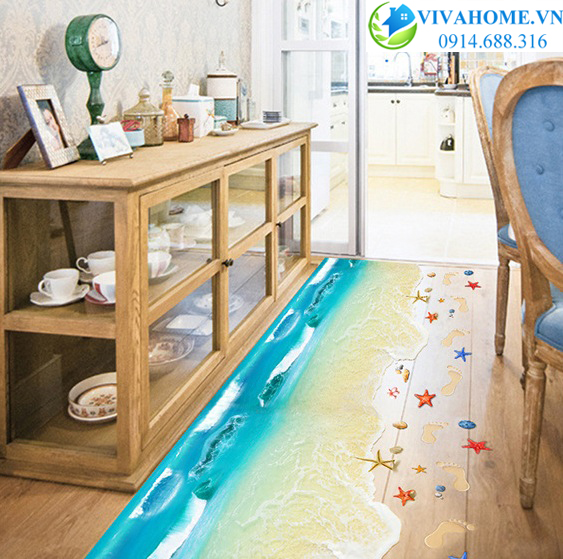 Decal dán sàn sóng biển số 1