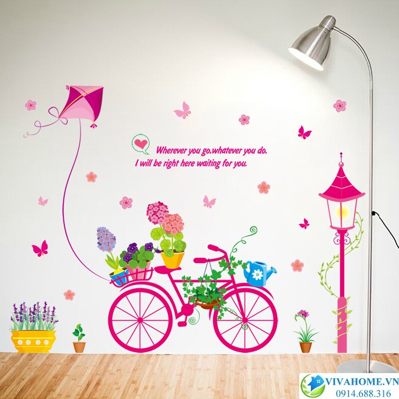 Decal dán tường Xe chở hoa
