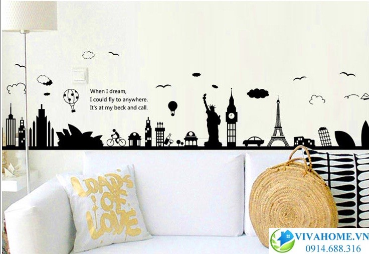 Decal dán tường Thành phố trong mơ