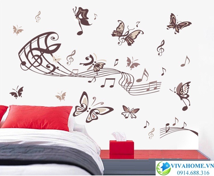 Decal dán tường Khung nhạc nâu