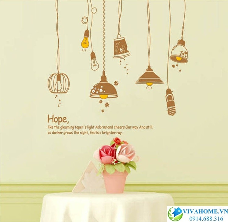 Decal dán tường Đèn trần nâu cổ điển