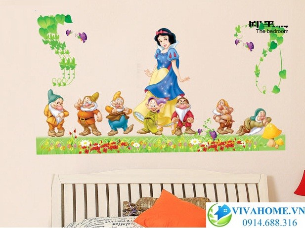 Decal dán tường Bạch tuyết và 7 chú lùn