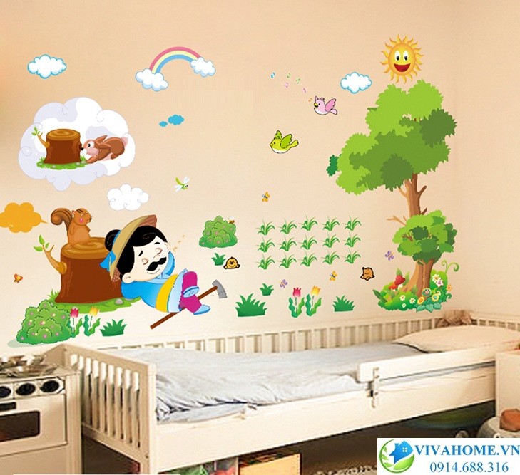 Decal dán tường Bác tiều phu thật thà